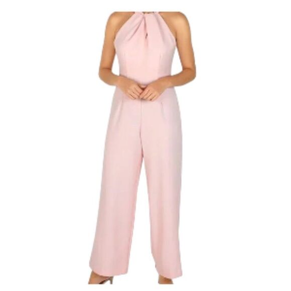 Julia Jordan Twist-Front Halter Jumpsuit Pink Blossom 8 NWT - Picture 1 of 2